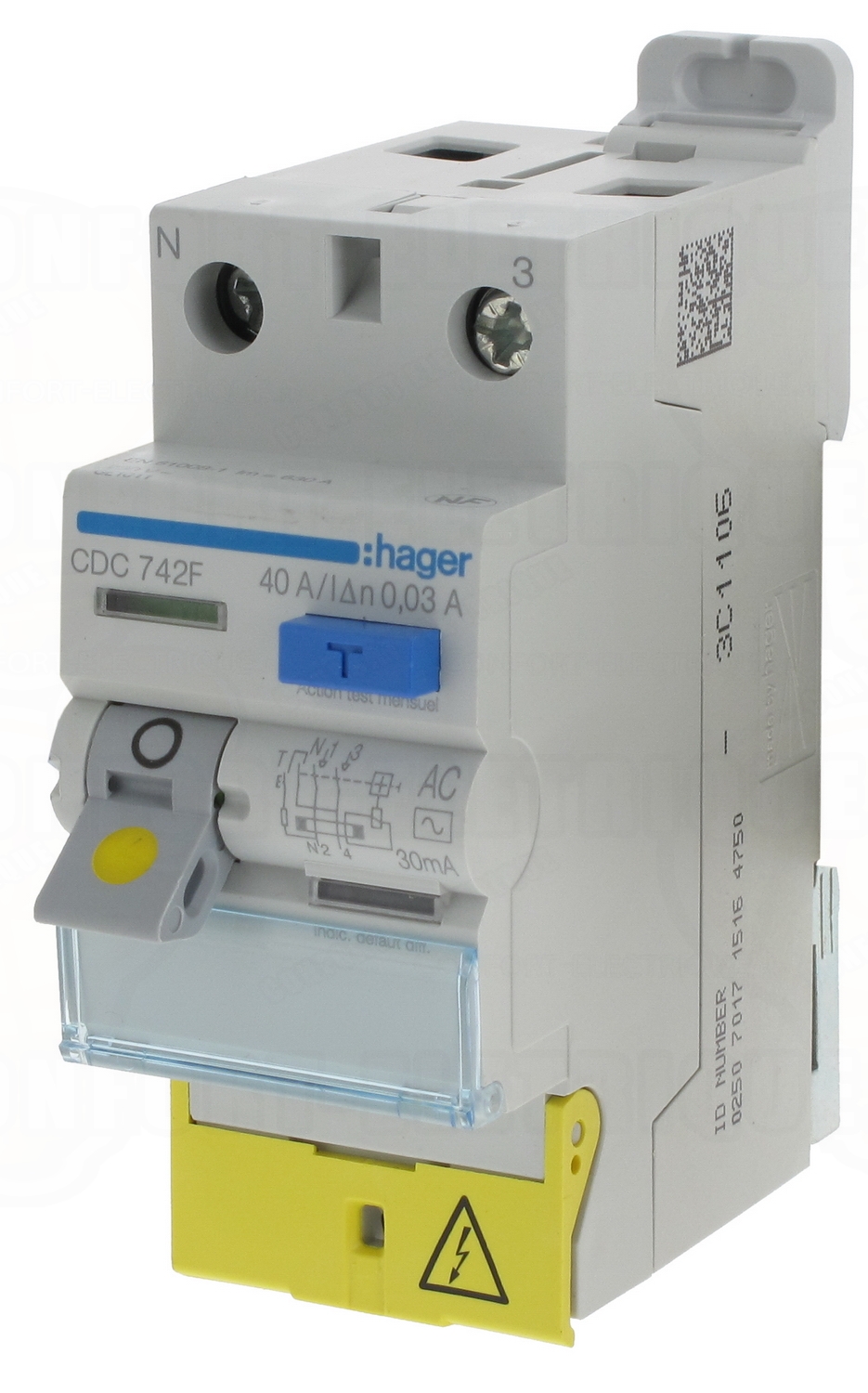 Hager HDC722F  Interrupteur différentiel 25 Amp - 30mA - type AC