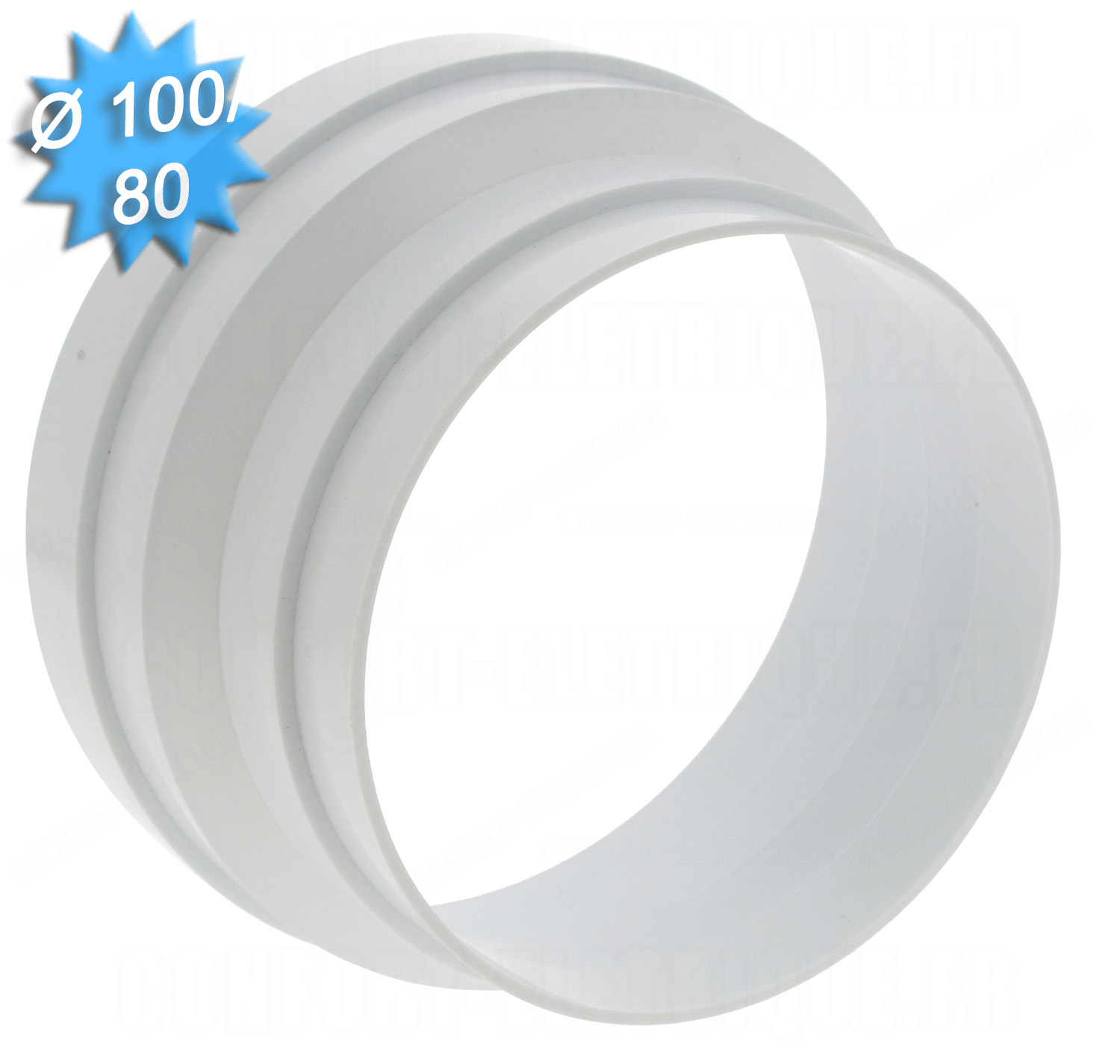 Reduction conduit conique PVC diamètre 100/80mm - 5,12€