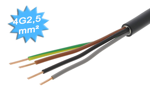 Cable électrique - Rigide - R2V - 4G2.5 mm² - Couronne de 50..