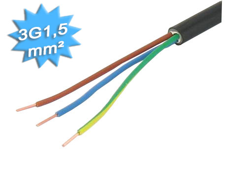 Cable électrique R2V 3G1.5 mm² - Distingo - Couronne de 50 m..