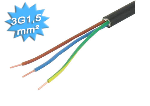 Cable électrique R2V 3G1.5 mm² - Couronne de 100 mètres - 12..