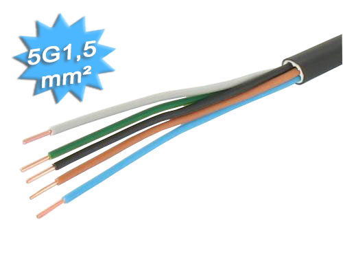 Cable électrique - Rigide - R2V - 5G1.5 mm² - Couronne de 50..