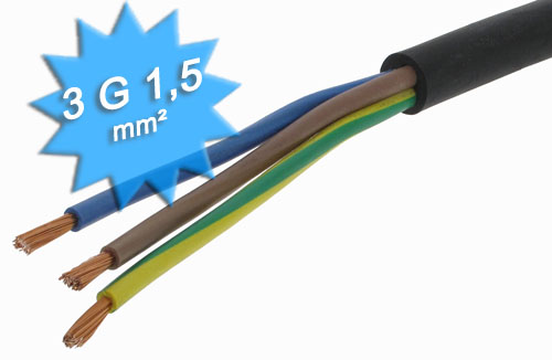 Cable électrique H07 RNF 3G1.5 mm couronne de 100 mètres - 2..