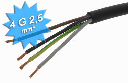 Cable électrique H07 RNF 4G2.5 mm au mètre - 7,69€