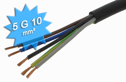 Cable électrique H07 RNF 5G10 mm au mètre - 30,21€