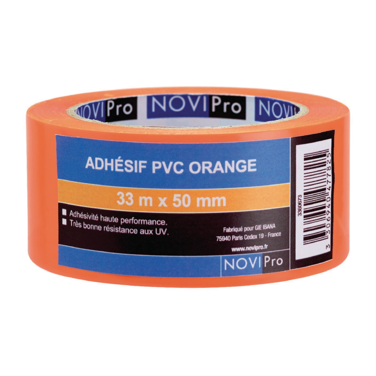 Adhésif - PVC Orange - 33 Mètres x 50 mm - Novipro 171743 - ..