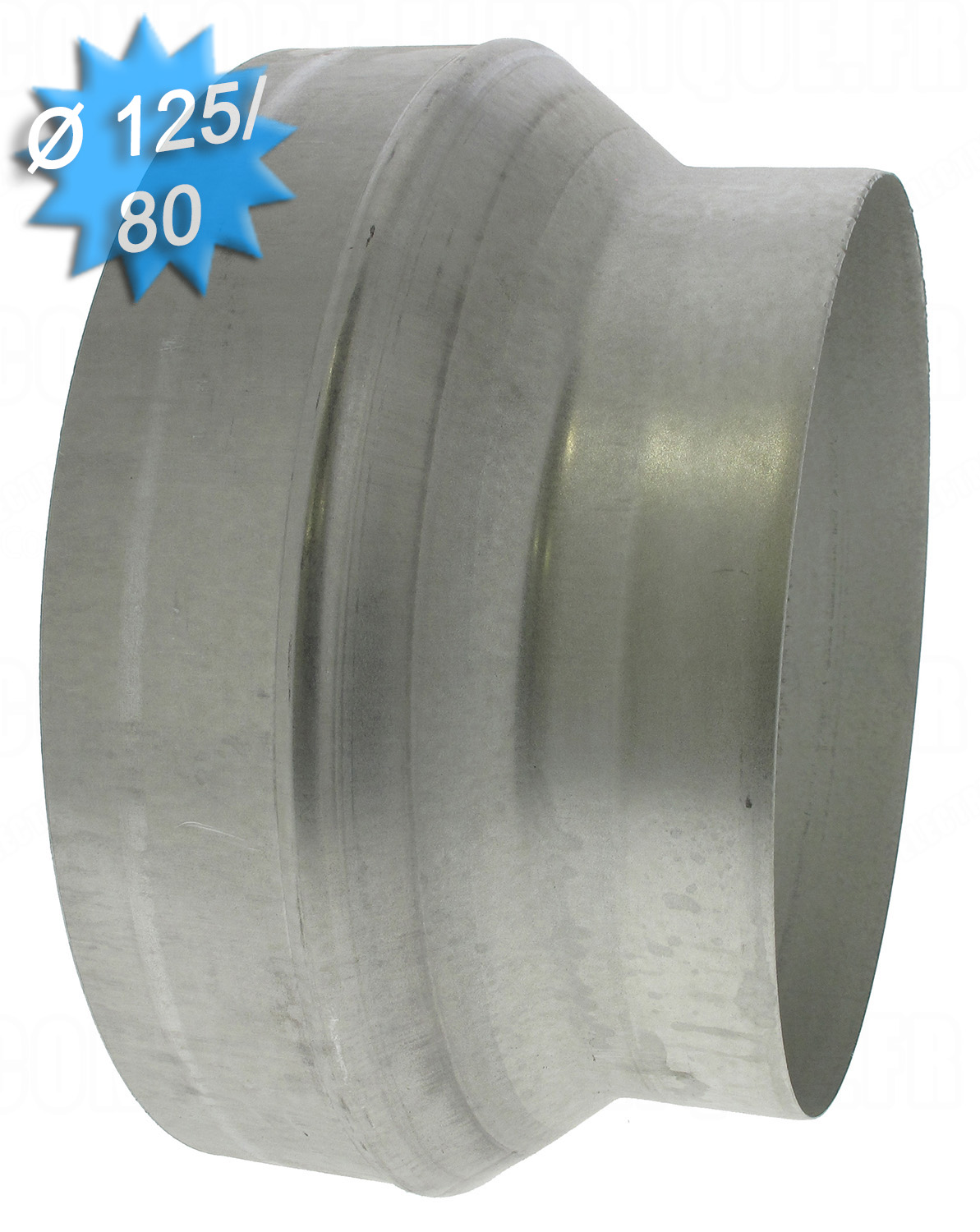 Reduction conduit conique galvanisé diamètre 125/80mm - 10,0..