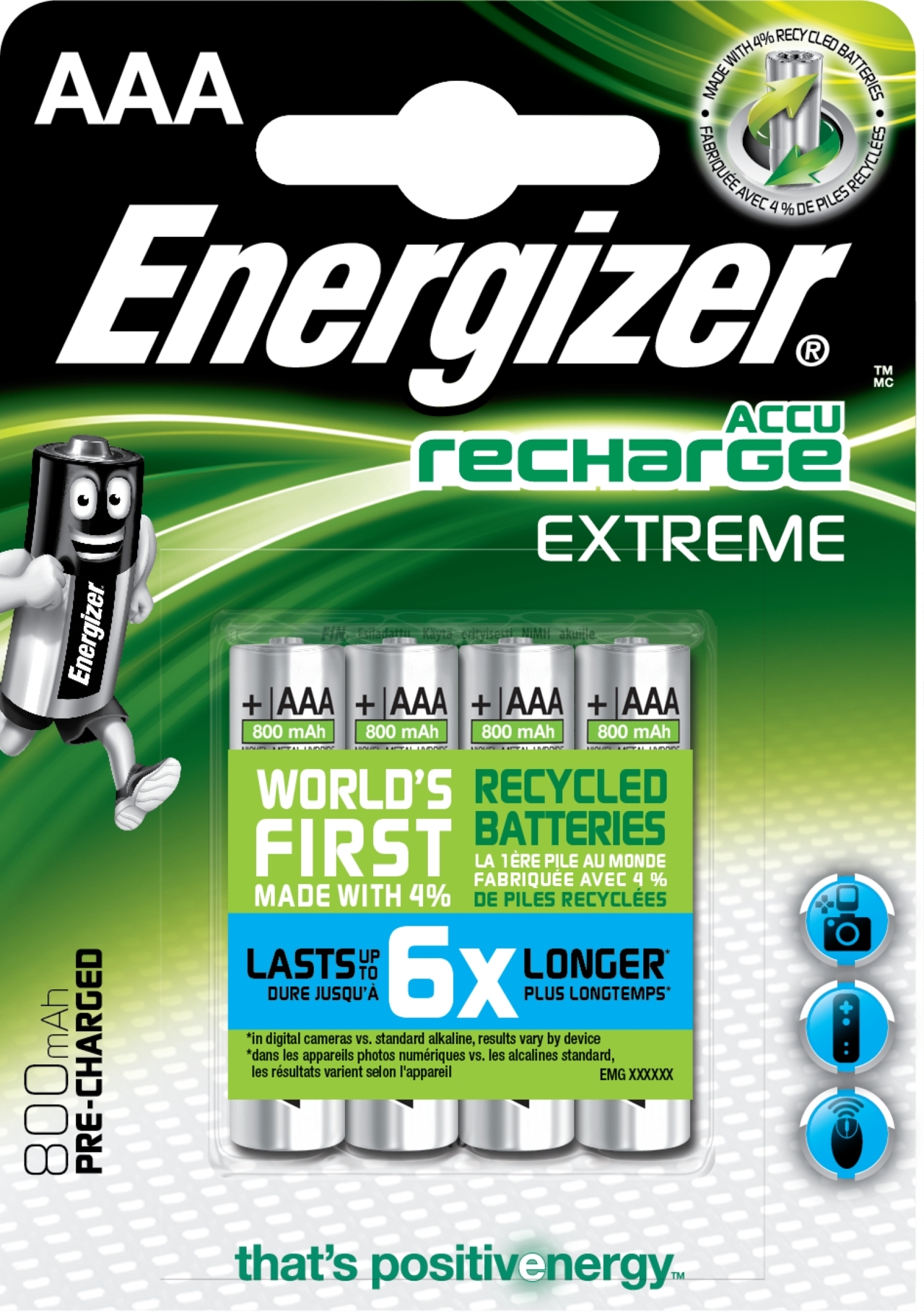 Pile rechargeable - Energizer - AAA - 800 MAH - x4 - Energiz..