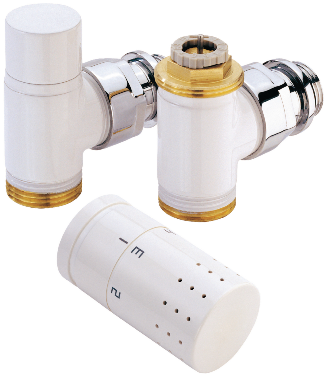 Kit robinet radiateur - Thermostatique - Design - Blanc - Eq..