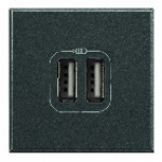 Prise USB Double - Chargeur 5 Volts - Bticino Axolute - Anthracite