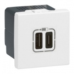 Chargeur 2 USB Type - C - 3A - 15W - Mosaic 2 modules - Blanc - Legrand 077590