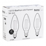Ampoule  LED - Bailey Filament - Culot E14 - 4W - 2700K - C35 - Lot de 3 - BAILEY 142723