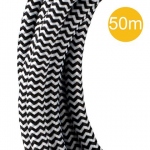 Cble Textile - 50 mtres - 3 x 0.75 mm2 - Noir / Blanc - Bailey 140685