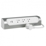 Bloc multiprise - 3 x 2P+T - Angle - USB - 1 Mtres - Blanc / Alu - Legrand 049406