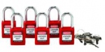 Cadenas de condamnation avec anse en aluminium - 38 mm - Rouge - Lot de 6