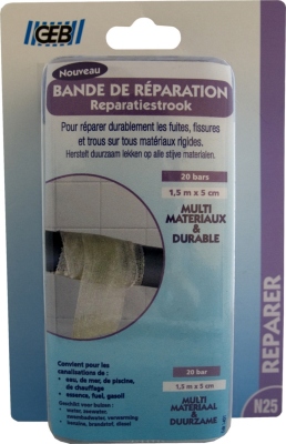 Bande de rparation pour fuites sur tuyaux rigides - Largeur 5 cm - Longueur 1.5 m - Geb