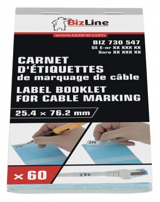 Carnet de marquage de cble - Vinyle auto-protg - 60 tiquettes - Bizline 730547