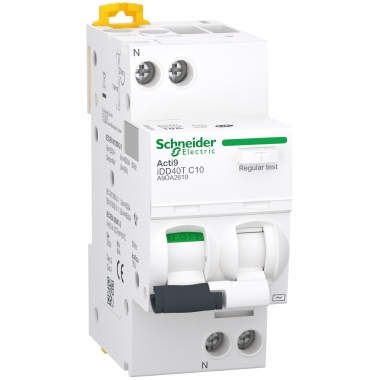 Disjoncteur diffrentiel - IDD40T - 1P+N - 10A - Courbe C - 30 mA - Type AC - 6 kA - Schneider Electric A9DA2610