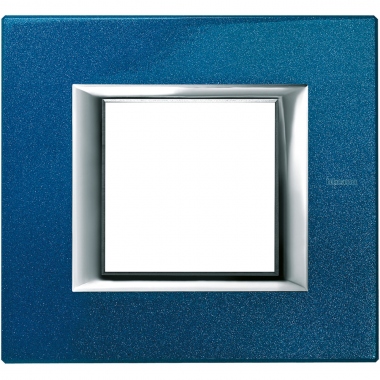 Plaque rectangulaire - Bticino Axolute - 2 modules - Aluminium Laqu Bleu - Bticino HA4802BM