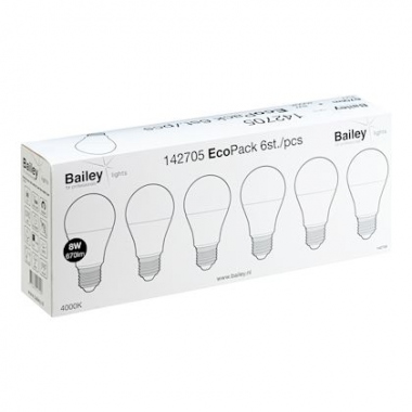 Ampoule  LED - Bailey Ecobasic - Culot E27 - A60 - 8W - 4000K - Lot de 6 - BAILEY 142705