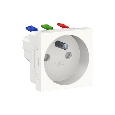 Prise de courant - Goulotte - 2P+T - Bornes auto - Blanc - Schneider electric NU305920T