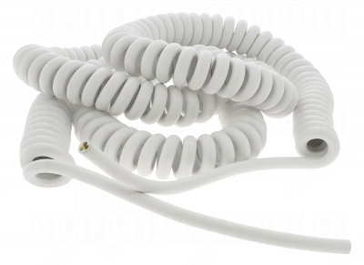 Cable spiral 3G1 mm longueur 5 mtres blanc