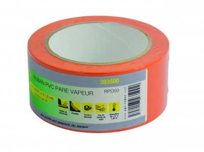 Ruban adhsif - PVC - Pare vapeur - 50 mm x 33 Mtres - Orange - Agi Robur 393500