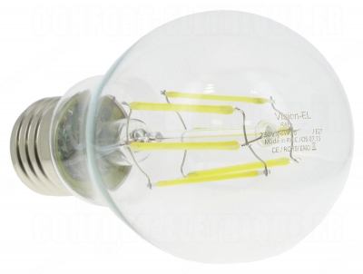 Ampoule  LED COB - Vision-EL - E27 - 8W - 4000K - Bulb G60 - Filament - Boite