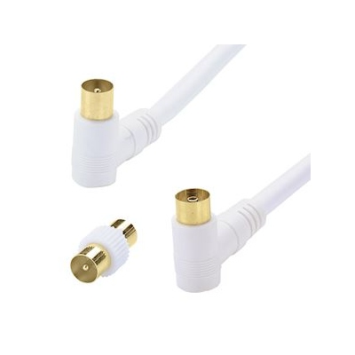 Cable TV - 9.52 mm - Coud  90 Degrs - M / F - Privilge - 2 Mtres + Adaptateur - Erard 4499