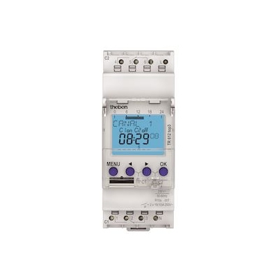 Interrupteur horaire - Digital - 24H / 7J - 2 modules - 2 Contacts - 230V - Compatible Obelis - Theben 6120403